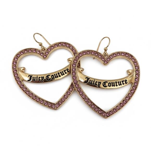 Juicy Couture Jewelry - Juicy Courure Heart Earrings with Pink Rhinestone’s